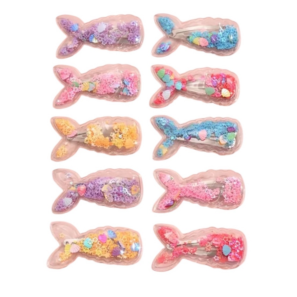 10-Pack Mermaid Tail Glitter Hair Clips Set - Picture 1 of 3